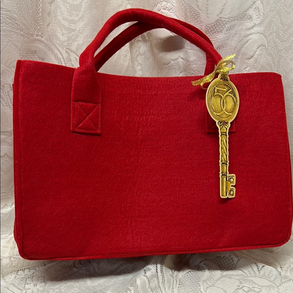 Christmas Department 56 Red Felt Tote Bag withโ 40 Year Anniversary Tag NWT